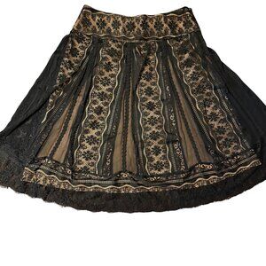 ECI‎ New York Women’s Black Lace Skirt Lined Size 8 Elegant Cocktail retro style